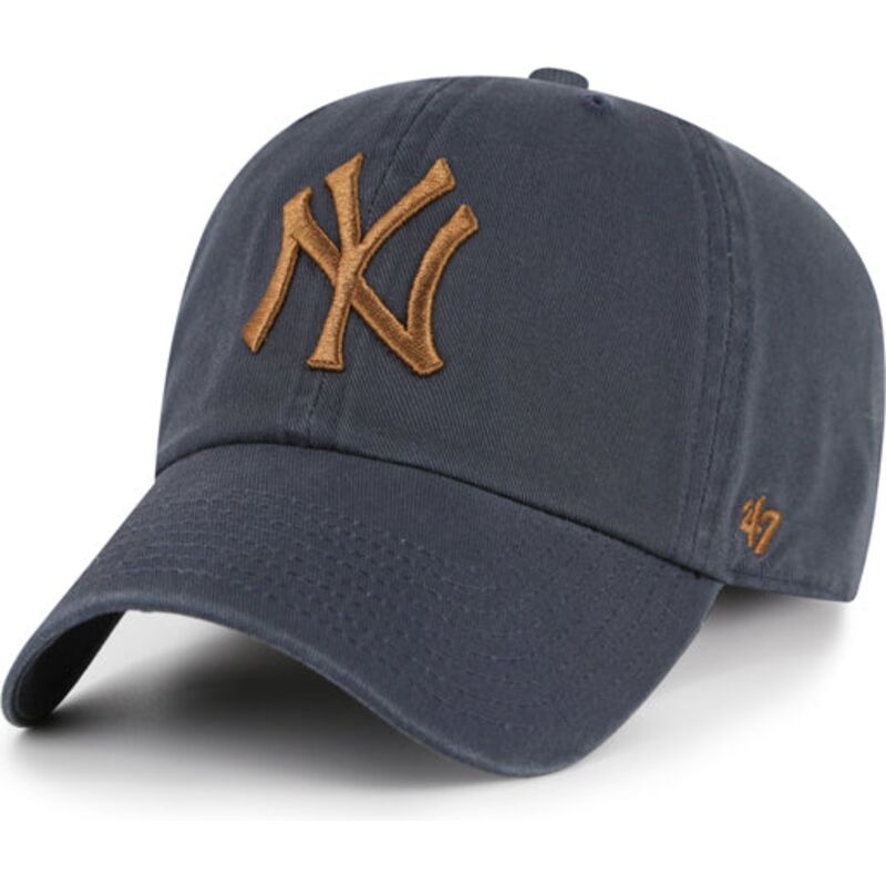 casquette-courbee-grise-ajustable-avec-logo-marron-clean-up-contrast-vintage-navy-new-york-yankees-mlb-47-brand