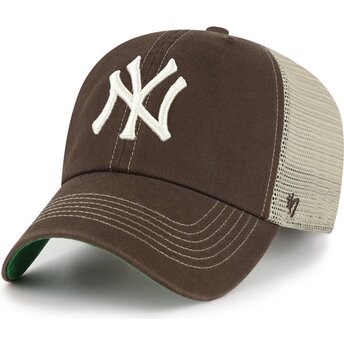 Casquette trucker marron foncé Clean Up Trawler New York Yankees MLB 47 Brand