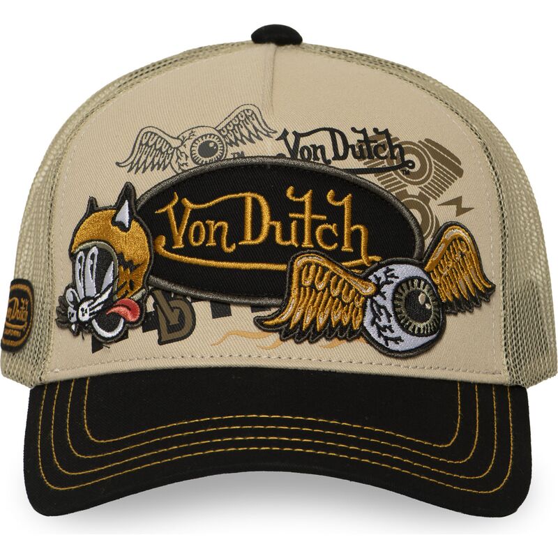 casquette-trucker-beige-et-noire-patches19-von-dutch casquette-trucker-beige-et-noire-patches19-von-dutch