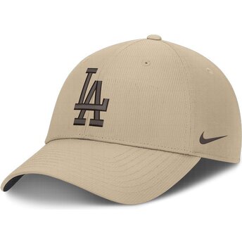 Casquette courbée beige ajustable avec logo marron Club Structured Uv Poly Ripstop Los Angeles Dodgers MLB Nike
