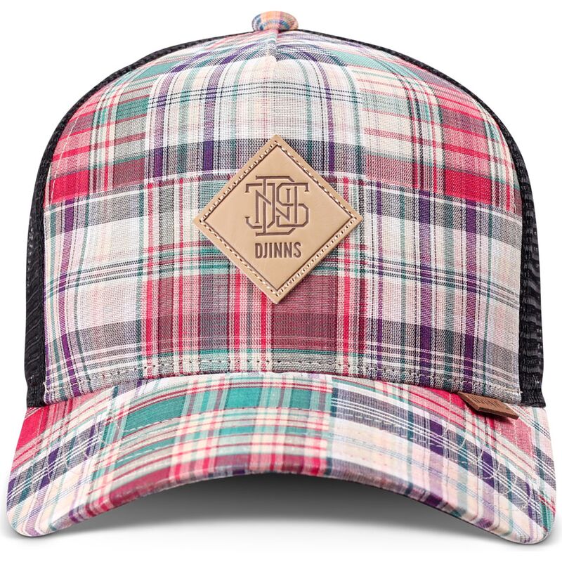 casquette-trucker-multicolore-hft-patch-check-red-djinns