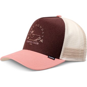 Casquette trucker marron et rose HFT Lazy Bird Djinns