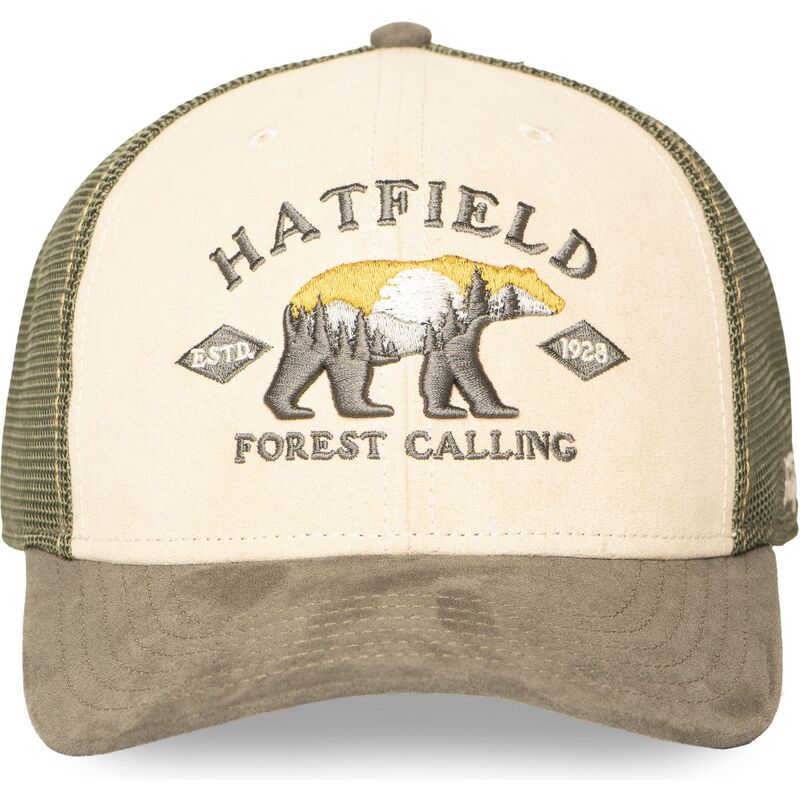 casquette-trucker-verte-et-beige-semi-bea-hatfield casquette-trucker-verte-et-beige-semi-bea-hatfield