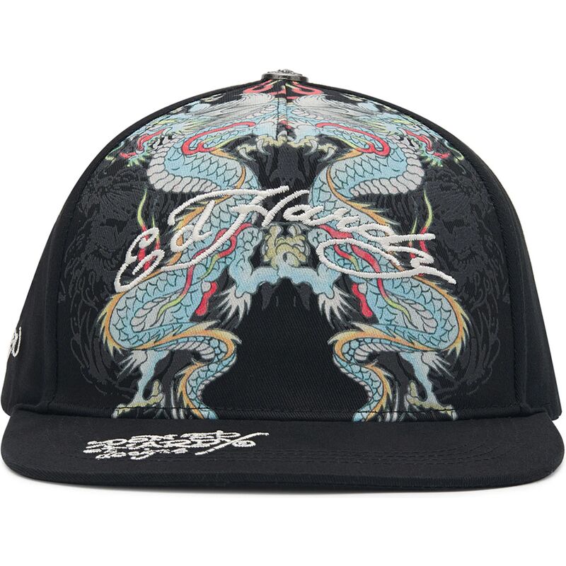 casquette-plate-noire-snapback-battle-dragon-ed-hardy