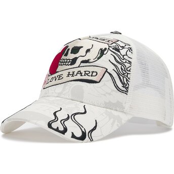 Casquette trucker blanche Live Fast Love Hard Ed Hardy
