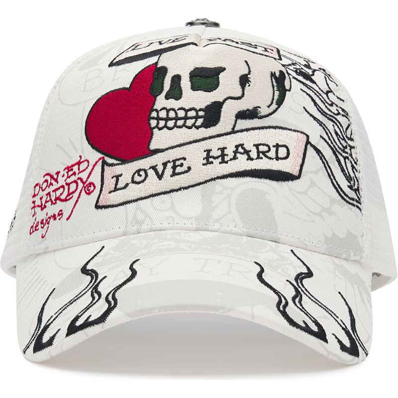 casquette-trucker-blanche-live-fast-love-hard-ed-hardy