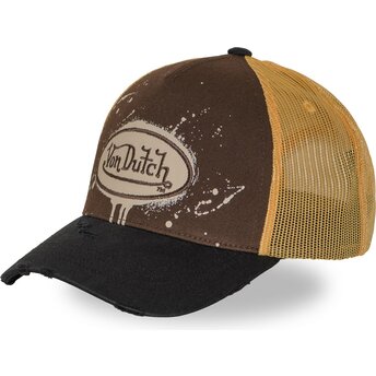 Casquette trucker marron, jaune et noire TAG03 Von Dutch