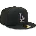 casquette-plate-noire-ajustee-avec-logo-grise-59fifty-side-script-los-angeles-dodgers-mlb-new-era