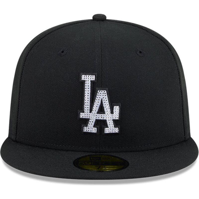 casquette-plate-noire-ajustee-59fifty-rhinestone-los-angeles-dodgers-mlb-new-era