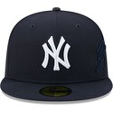 casquette-plate-bleue-marine-ajustee-59fifty-side-script-new-york-yankees-mlb-new-era
