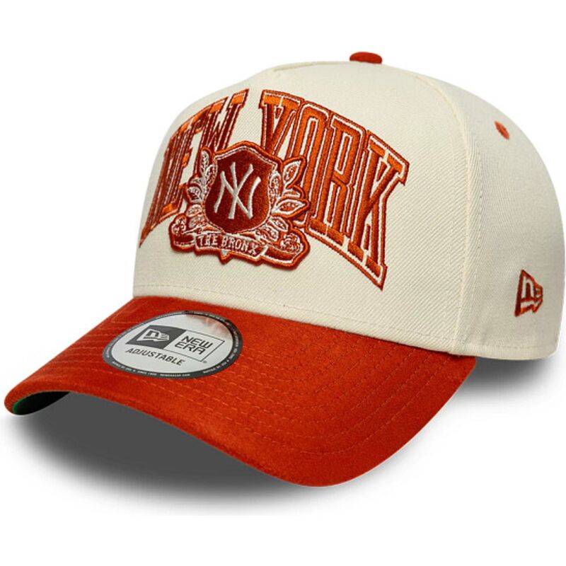 casquette-courbee-beige-et-marron-snapback-e-frame-wordmark-suede-new-york-yankees-mlb-new-era