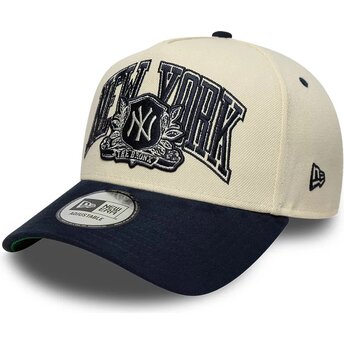Casquette courbée beige et bleue marine snapback E Frame Wordmark Suede New York Yankees MLB New Era