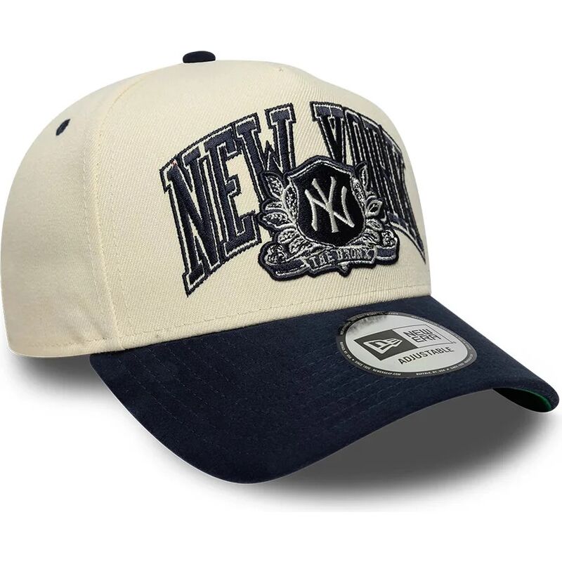 casquette-courbee-beige-et-bleue-marine-snapback-e-frame-wordmark-suede-new-york-yankees-mlb-new-era