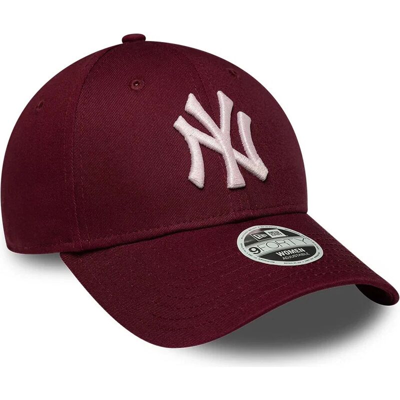 casquette-courbee-rouge-ajustable-pour-femme-avec-logo-rose-9forty-metallic-logo-new-york-yankees-mlb-new-era