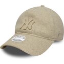 casquette-courbee-beige-ajustable-avec-logo-beige-9twenty-a-frame-melton-luxe-new-york-yankees-mlb-new-era