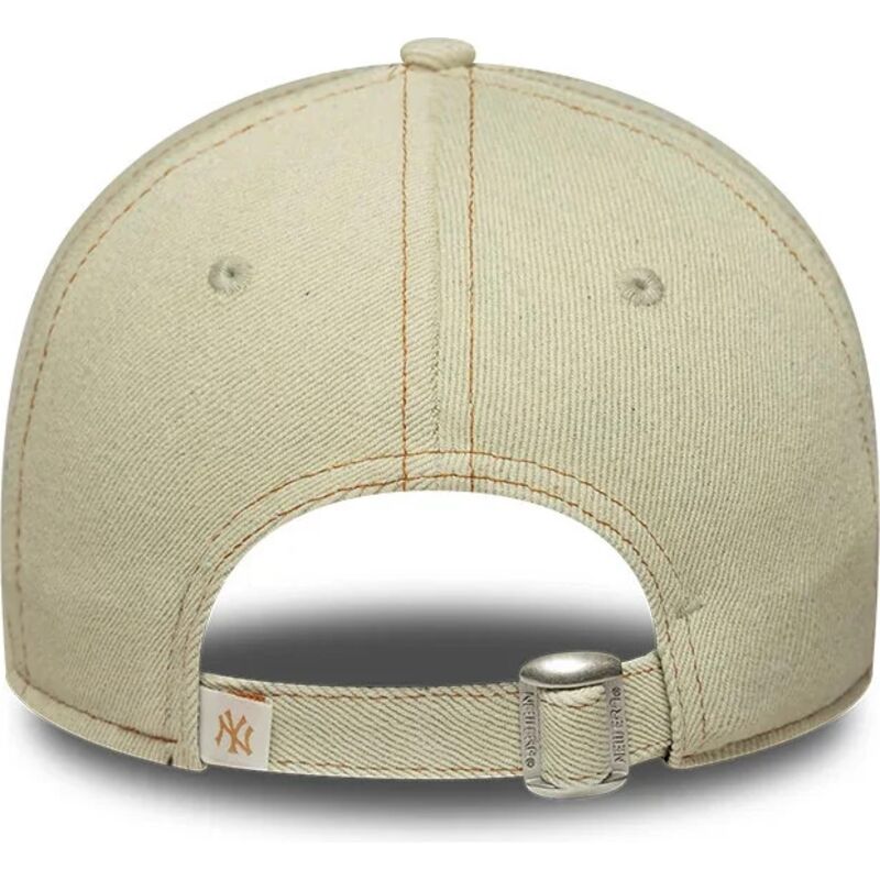 casquette-courbee-beige-ajustable-avec-logo-marron-9twenty-denim-new-york-yankees-mlb-new-era