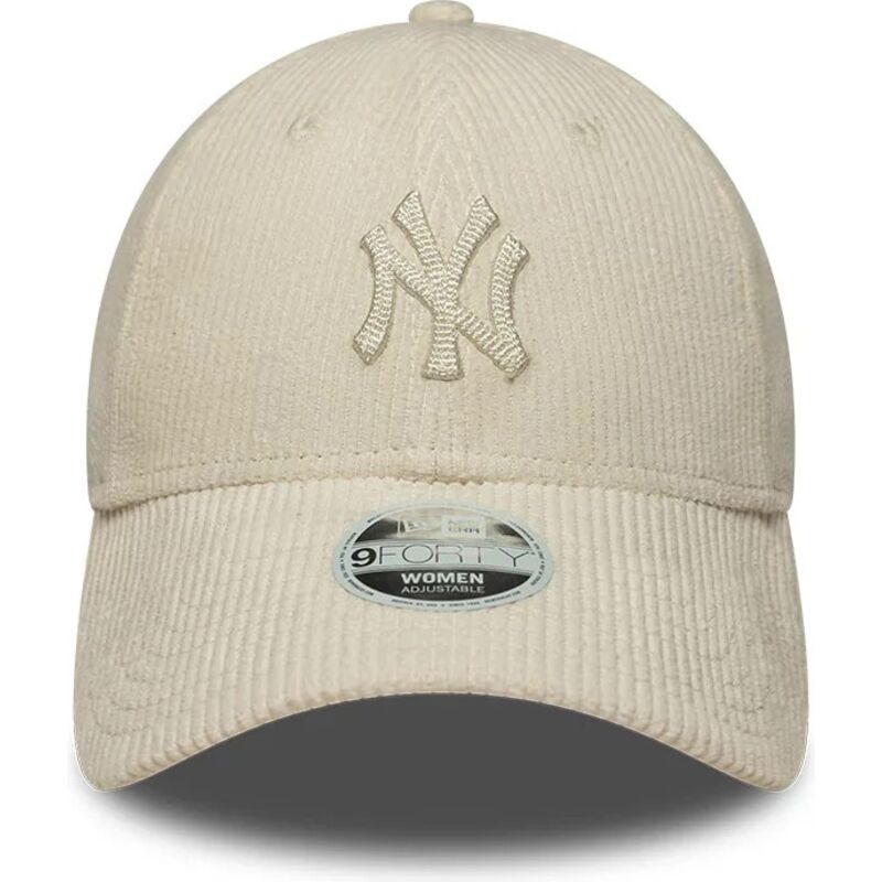 casquette-courbee-beige-ajustable-pour-femme-avec-logo-beige-9forty-cord-new-york-yankees-mlb-new-era