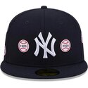 casquette-plate-bleue-marine-ajustee-59fifty-spike-lee-patches-new-york-yankees-mlb-new-era