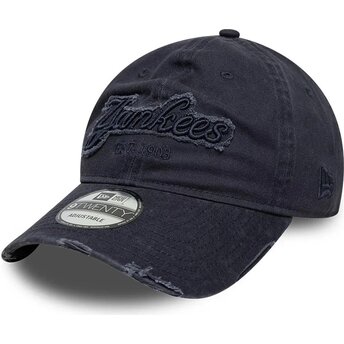 Casquette courbée bleue marine ajustable avec logo bleu marine 9TWENTY Distress Wordmark New York Yankees MLB New Era
