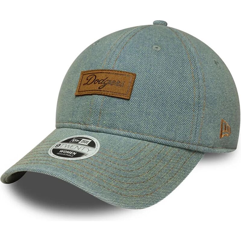 casquette-courbee-bleue-ajustable-pour-femme-avec-logo-marron-9twenty-denim-los-angeles-dodgers-mlb-new-era