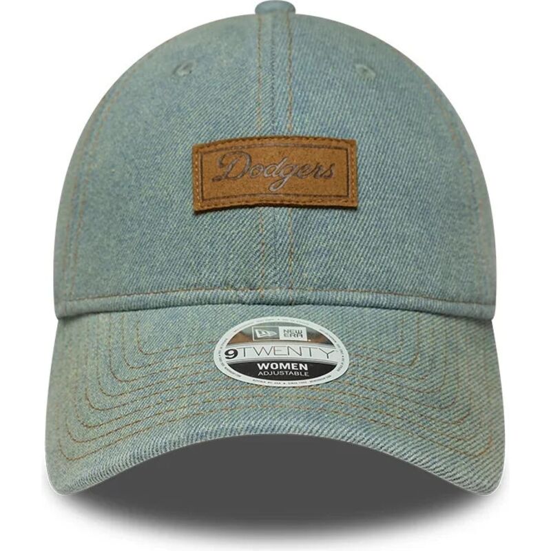 casquette-courbee-bleue-ajustable-pour-femme-avec-logo-marron-9twenty-denim-los-angeles-dodgers-mlb-new-era