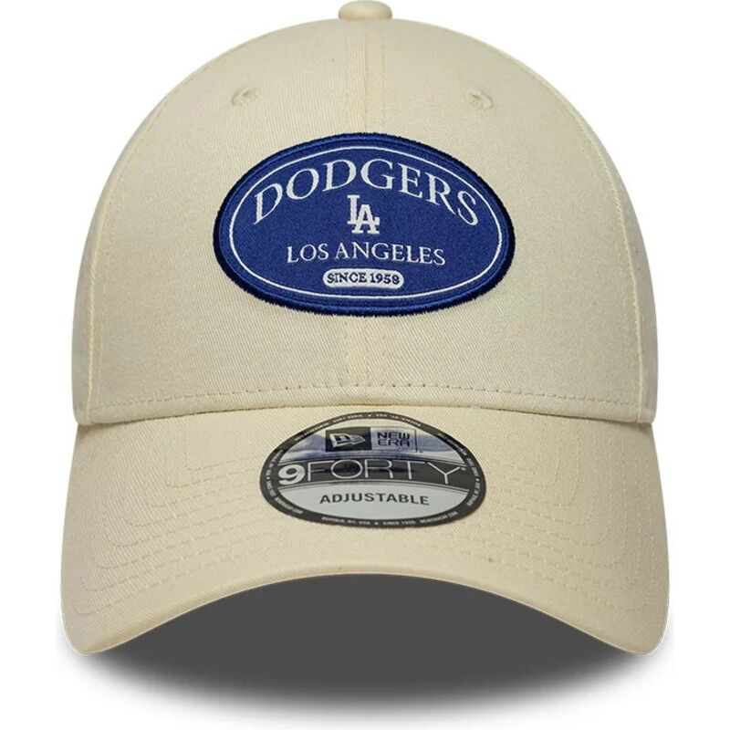 casquette-courbee-creme-ajustable-avec-logo-bleu-9forty-patch-los-angeles-dodgers-mlb-new-era