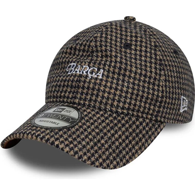 casquette-courbee-marron-ajustable-9twenty-herringbone-fc-barcelona-laliga-new-era