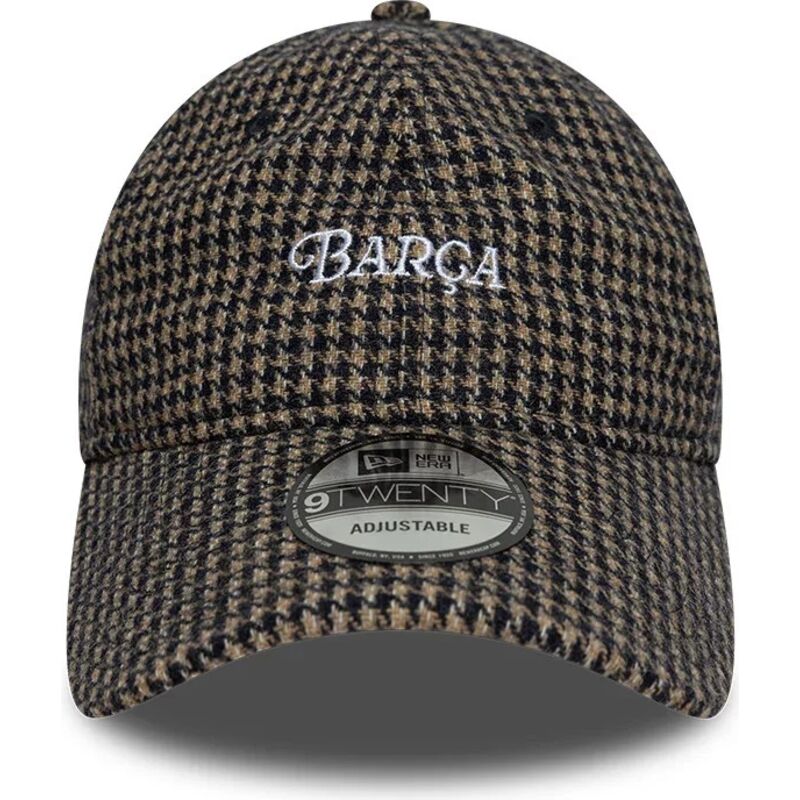 casquette-courbee-marron-ajustable-9twenty-herringbone-fc-barcelona-laliga-new-era