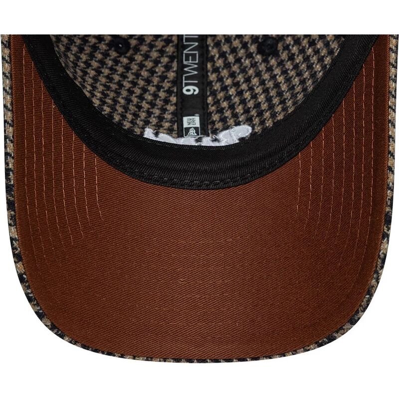 casquette-courbee-marron-ajustable-9twenty-herringbone-fc-barcelona-laliga-new-era