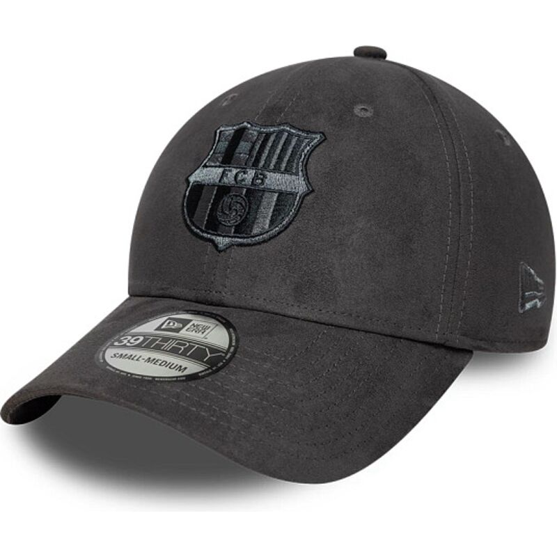 casquette-courbee-grise-ajustee-39thirty-faux-suede-fc-barcelona-laliga-new-era