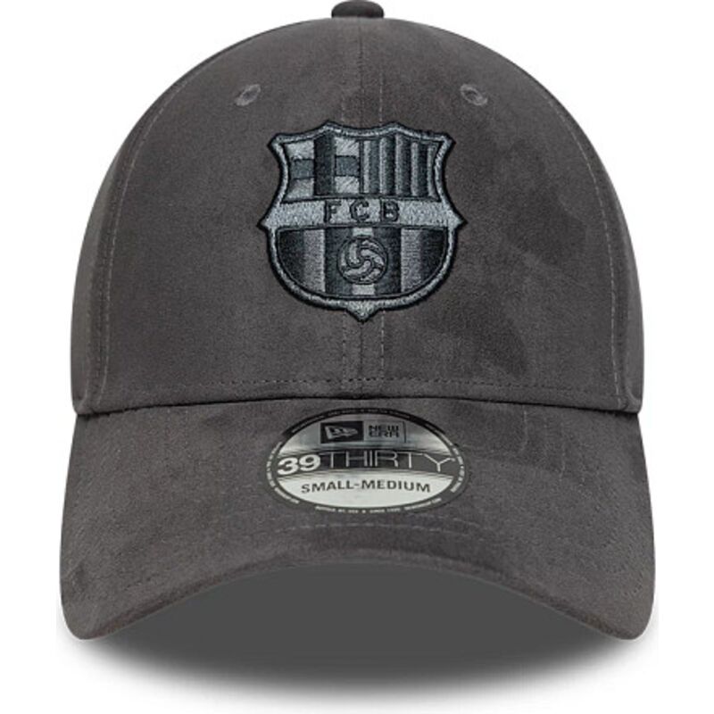 casquette-courbee-grise-ajustee-39thirty-faux-suede-fc-barcelona-laliga-new-era