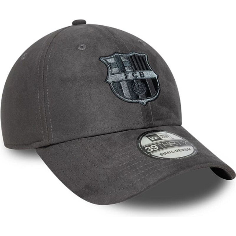 casquette-courbee-grise-ajustee-39thirty-faux-suede-fc-barcelona-laliga-new-era