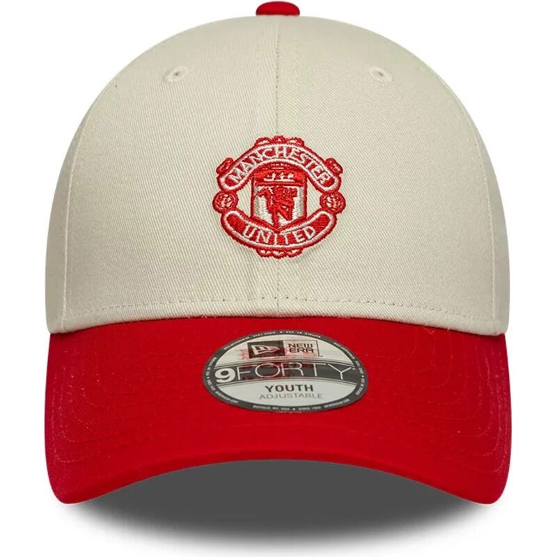 casquette-courbee-beige-et-rouge-ajustable-pour-enfant-9forty-contrast-manchester-united-football-club-premier-league-new-era