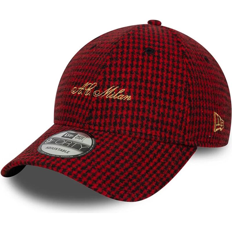 casquette-courbee-rouge-ajustable-9forty-houndstooth-ac-milan-serie-a-new-era