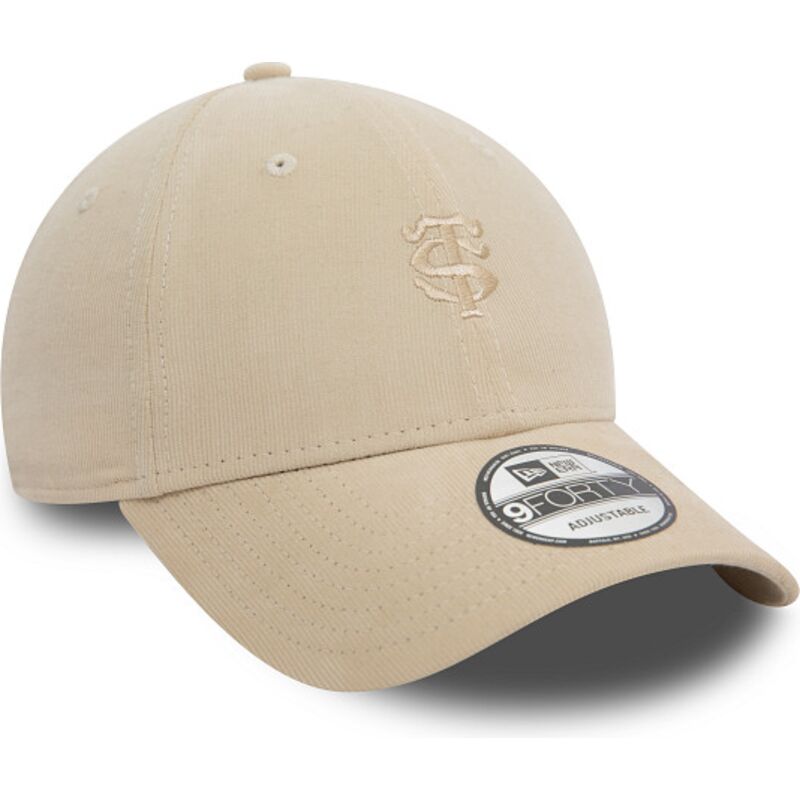 casquette-courbee-beige-ajustable-avec-logo-beige-9forty-baby-cord-stade-toulousain-top-14-new-era