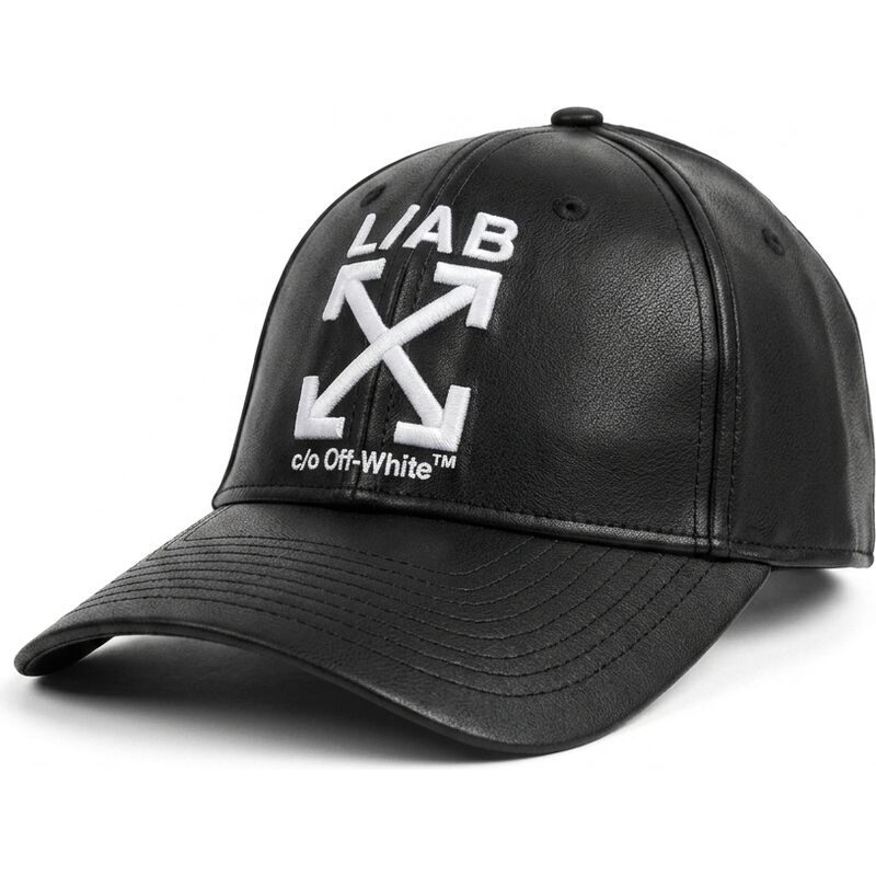 casquette-courbee-noire-ajustable-clamp-arrows-pu-leather-l-ab-c-o-off-white casquette-courbee-noire-ajustable-clamp-arrows-pu-leather-l-ab-c-o-off-white