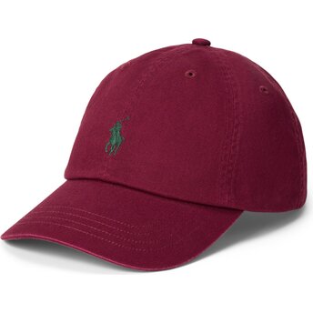 Casquette courbée grenat rouge ajustable avec logo vert Cotton Chino Classic Sport Polo Ralph Lauren