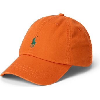 Casquette courbée orange foncé ajustable avec logo vert Cotton Chino Classic Sport Polo Ralph Lauren