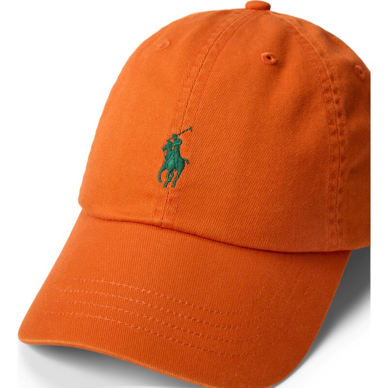 casquette-courbee-orange-fonce-ajustable-avec-logo-vert-cotton-chino-classic-sport-polo-ralph-lauren