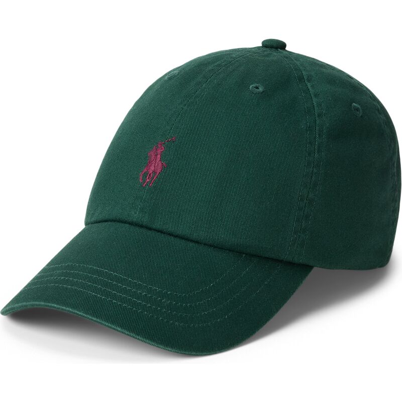 casquette-courbee-verte-fonce-ajustable-avec-logo-grenat-cotton-chino-classic-sport-polo-ralph-lauren