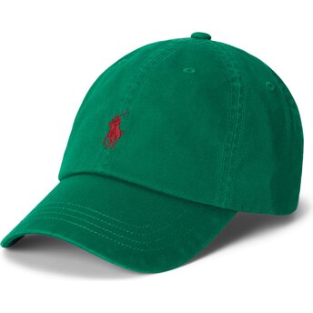 Casquette courbée verte ajustable avec logo rouge Cotton Chino Classic Sport Polo Ralph Lauren