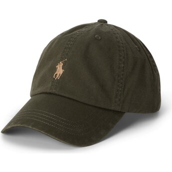Casquette courbée verte foncé ajustable avec logo marron Cotton Chino Classic Sport Polo Ralph Lauren