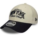 casquette-courbee-beige-et-bleue-marine-ajustable-9forty-m-crown-wordmark-buffalo-new-york-new-era