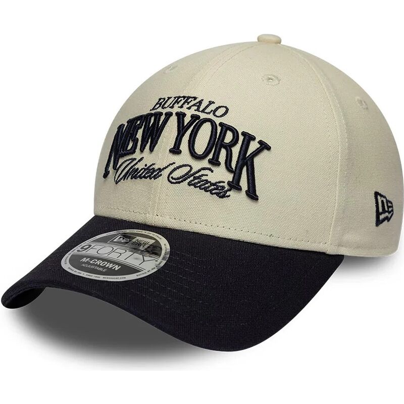 casquette-courbee-beige-et-bleue-marine-ajustable-9forty-m-crown-wordmark-buffalo-new-york-new-era