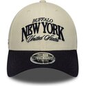 casquette-courbee-beige-et-bleue-marine-ajustable-9forty-m-crown-wordmark-buffalo-new-york-new-era