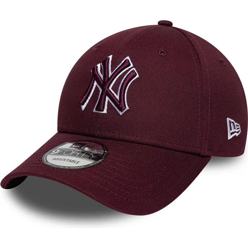 casquette-courbee-grenat-rouge-ajustable-avec-logo-grenat-9forty-team-outline-new-york-yankees-mlb-new-era