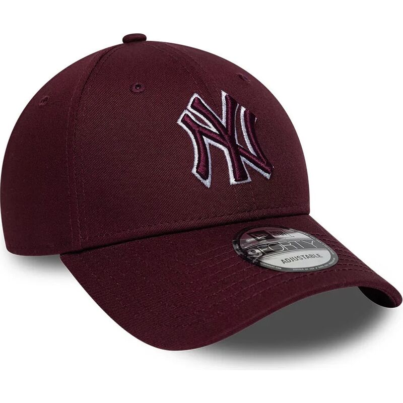 casquette-courbee-grenat-rouge-ajustable-avec-logo-grenat-9forty-team-outline-new-york-yankees-mlb-new-era