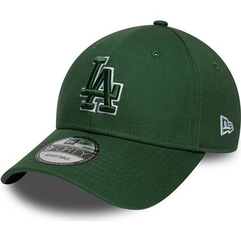 Casquette courbée verte ajustable avec logo vert 9FORTY Team Outline Los Angeles Dodgers MLB New Era