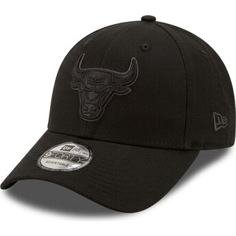 Casquette courbée noire ajustable avec logo noir et grise 9FORTY Team Outline Chicago Bulls NBA New Era