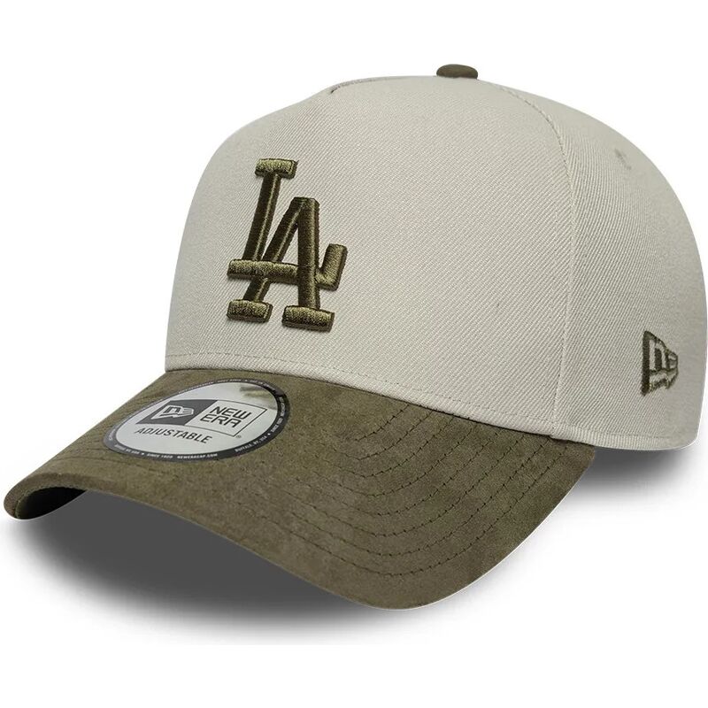 casquette-courbee-verte-et-beige-snapback-avec-logo-vert-e-frame-suede-visor-los-angeles-dodgers-mlb-new-era